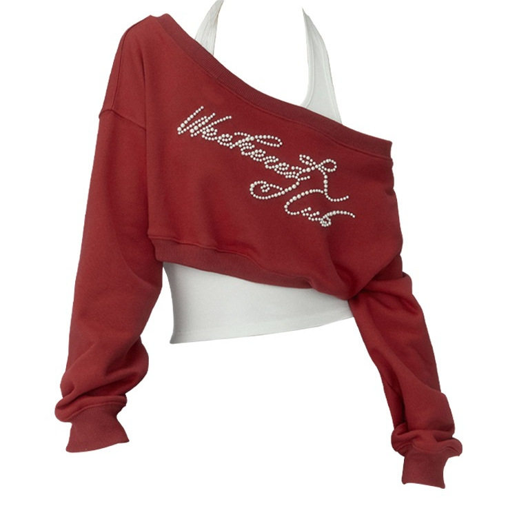 早春大码胖MM斜肩长袖卫衣美式辣妹露肩吊带上衣两件套,女装/女士精品,休闲运动套装,淘宝优惠券,粉丝福利购,淘宝优惠卷