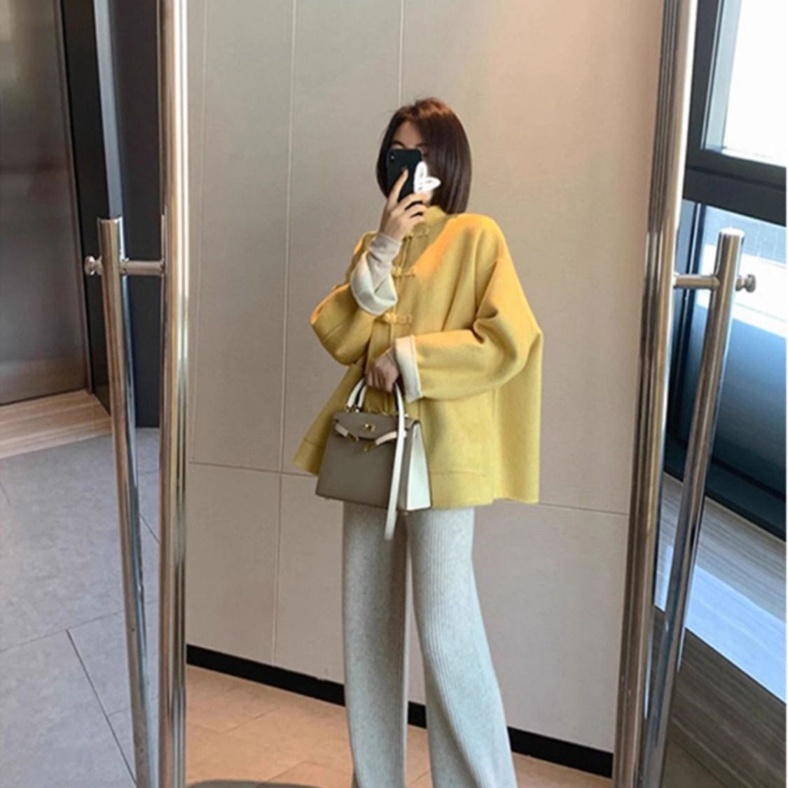 新中式国风黄色毛呢外套女秋冬休闲时尚宽松小个子百搭长袖上衣冬,女装/女士精品,大码呢大衣,淘宝优惠券,粉丝福利购,淘宝优惠卷