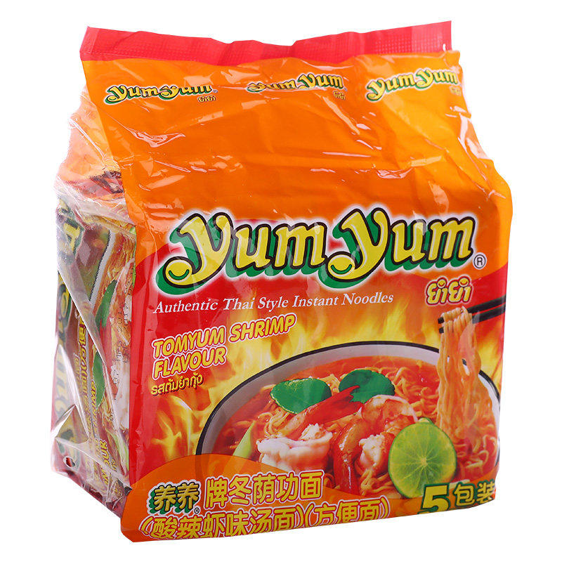 泰国进口方便面 养养牌yumyum冬荫功面(酸辣虾味清汤面)5包350g