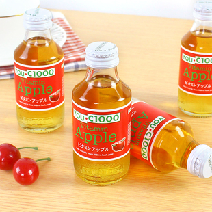 3瓶维生素C瓶装 印尼进口优吸YOU C1000苹果汁果汁碳酸饮料140ml
