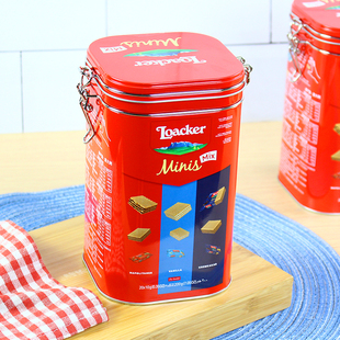 意大利进口Loacker莱家混合迷你巧克力榛子香草味威化饼干大罐装