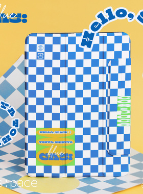 壳空间原创棋盘格纹适用苹果iPad双面夹pro保护壳air4磁吸11/12.95/6/13