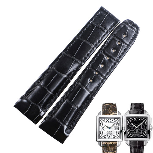 适用于欧米茄真皮表带蝶飞X2 7711.30美洲鳄鱼皮手表带20/21定做