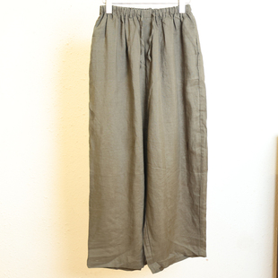 YIMIAN  复古街头感酷飒知性亚麻纯色高端宽松显瘦裤子2031