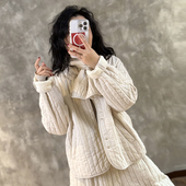 YIMIAN 一见倾心 肌理感简约亚麻慵懒风洋气宽松夹棉棉衣