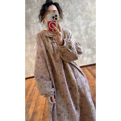 YIMIAN法式田园风花边领连衣裙