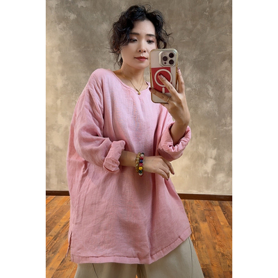 YIMIAN精致潮流亚麻百搭双层上衣