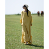 如梦似幻 YIMIAN 优雅轻盈 亚麻知性浪漫文艺气质连衣裙23675