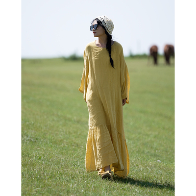 YIMIAN亚麻夏日浪漫连衣裙