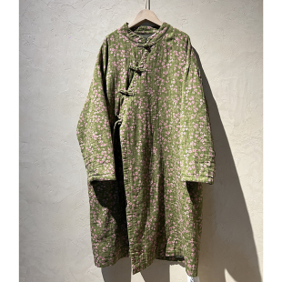 YIMIAN 清新小碎花斜襟盘扣小立领系绳连衣裙290536 春意盎然