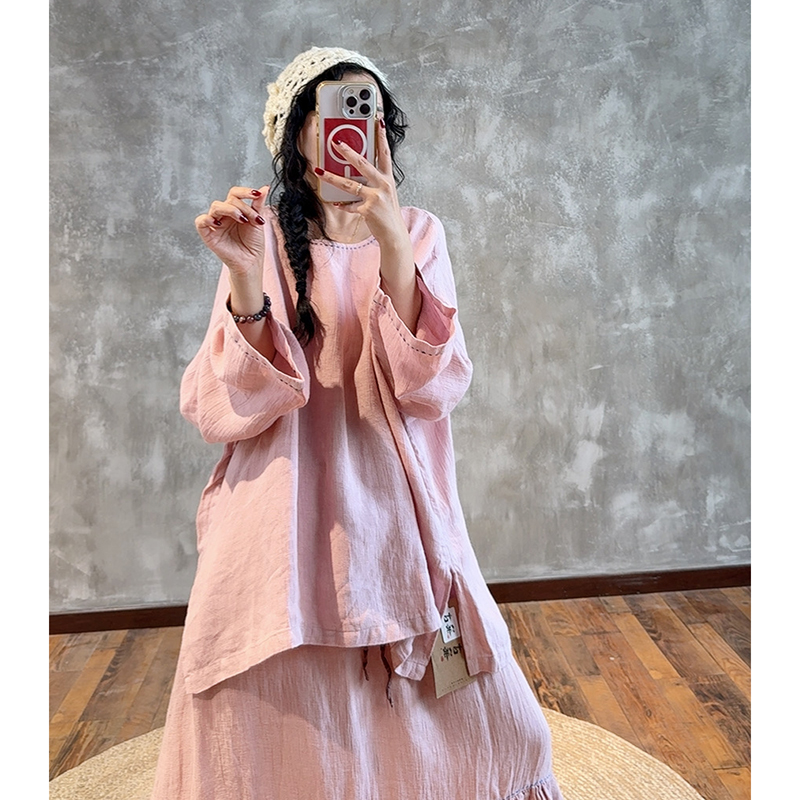 YIMIAN亚麻极简风显瘦上衣