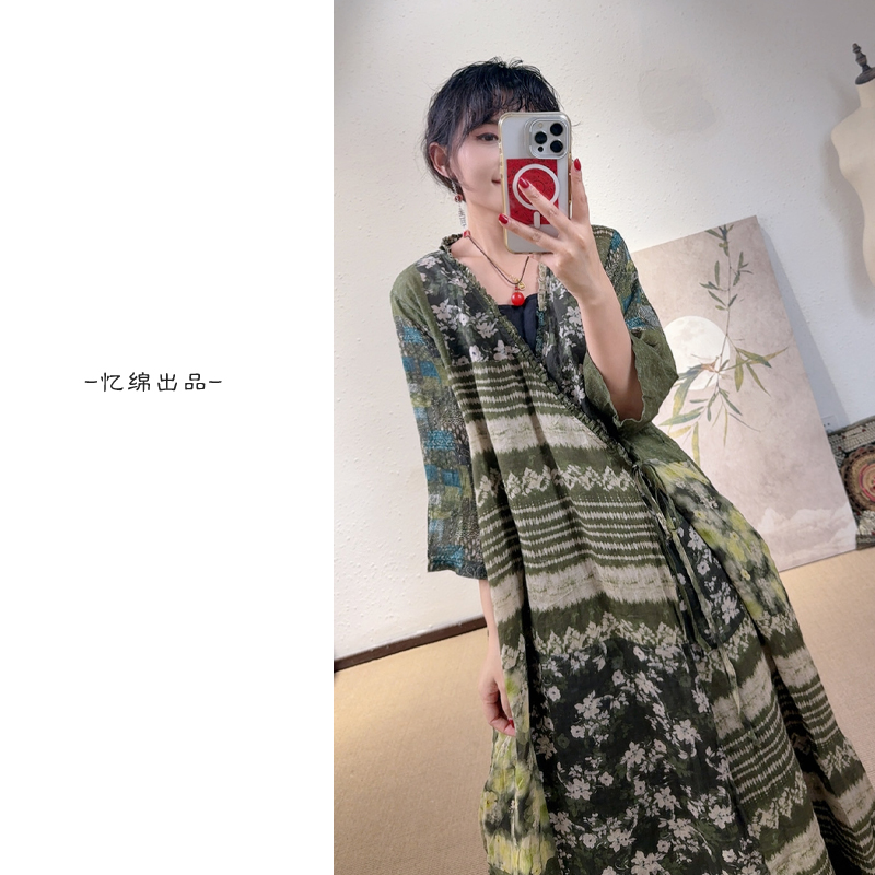 忆绵出品251065“夏如幽兰”清爽时髦感浪漫美学苎麻松弛连衣裙