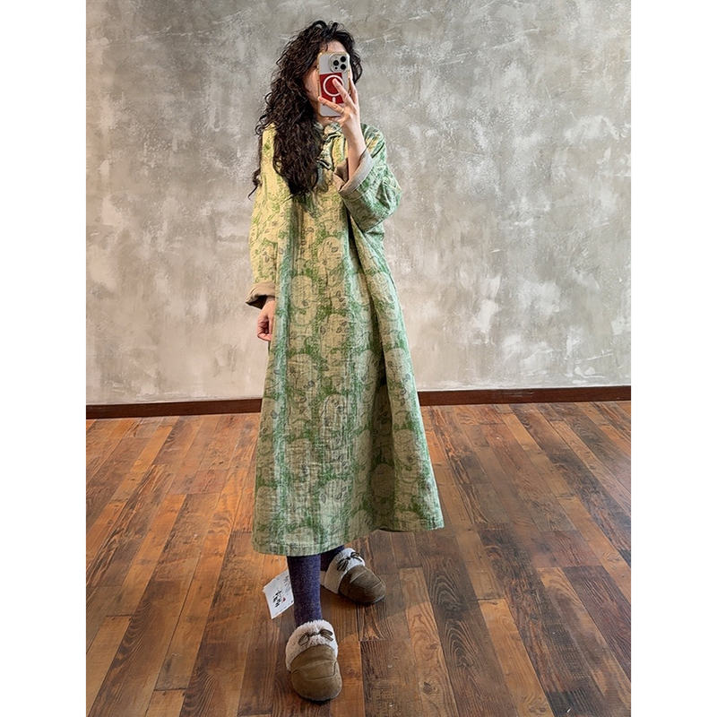 YIMIAN东方美学斜襟双层连衣裙