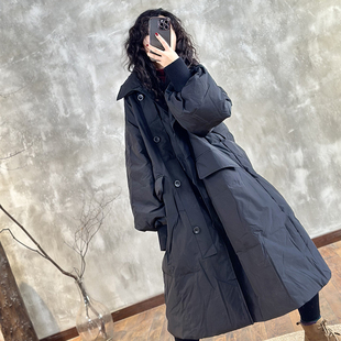 YIMIAN 冬日氛围感穿搭翻领设计优雅轻盈大口袋羽绒服288208