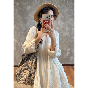 YIMIAN 质感百搭亚麻印花松弛感高级精致单肩腋下通勤女包2055