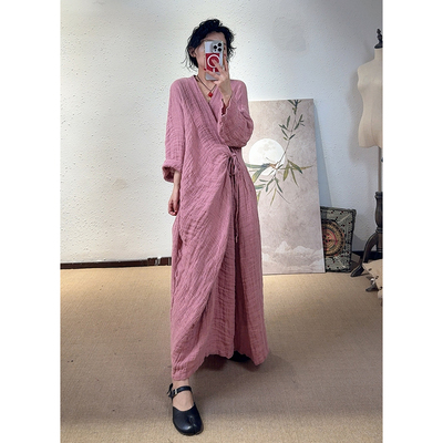 YIMIAN亚麻高级感宽松连衣裙