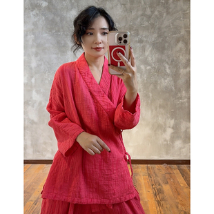 上衣 禅意风茶服双绳系带开衫 26090 国风改良版 YIMIAN