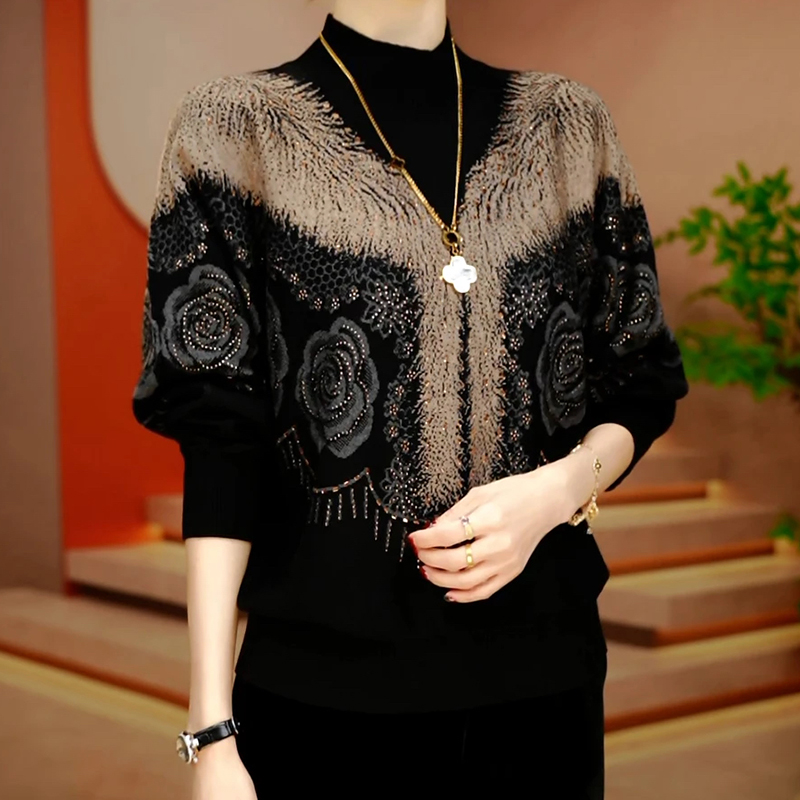 秋冬新款时尚半高领双面绒上衣女