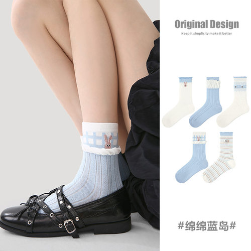 5双文艺女袜原创春夏薄款短袜个性花边韩系透气网眼卡丝袜少女袜