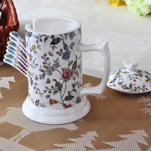 包邮骨瓷勺子笼调羹盒筷子筒 筷子笼 沥水 带盖 陶瓷 餐具收纳