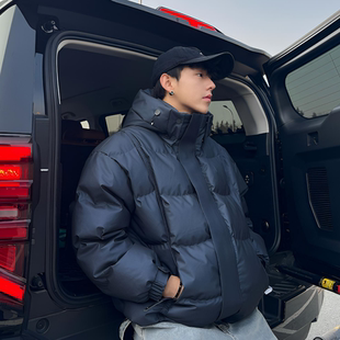 LANGGS鸣谷集合店25冬季宝石蓝防风连帽拆男女款白鸭绒羽绒服外套