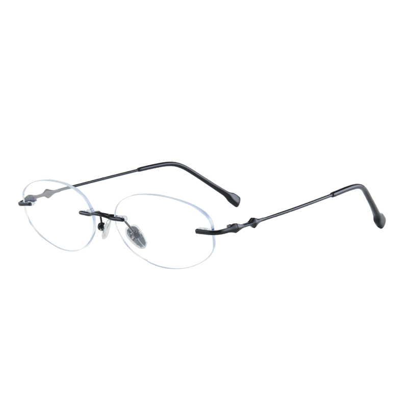 复古无框椭圆金属眼镜框男女酷星星镜腿时髦防蓝光平光镜架配近视