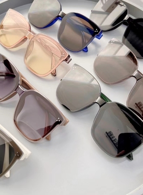 复古黄色方形大框墨镜男显瘦百搭街拍UV400防紫外线韩版太阳镜女