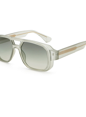 复古磨砂粗框双梁太阳眼镜男女蓝色素颜高级感大脸墨镜防紫外线潮