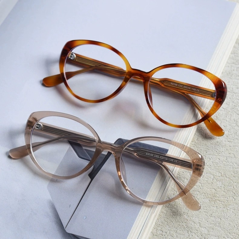 复古玳瑁色猫形大框眼镜女网红素颜潮文艺板材腿平光镜架男配度数