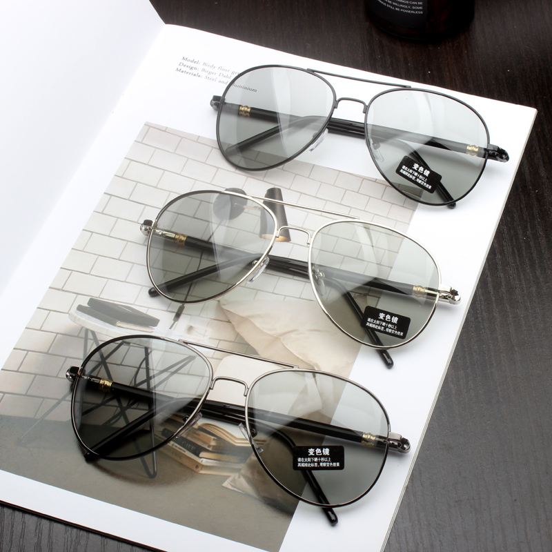 ins新款偏光太阳镜男士潮人变色墨镜开车司机镜蛤蟆镜配近视眼镜