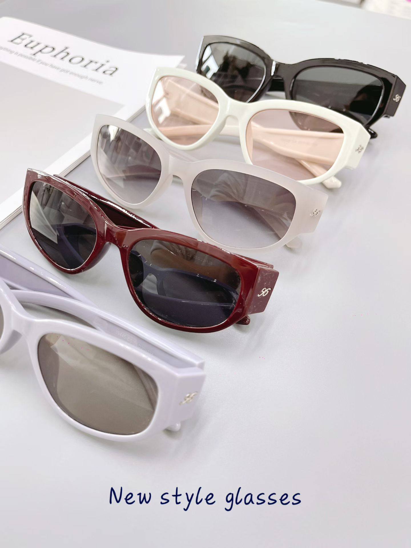 复古红色猫眼框偏光墨镜男女高级感近视可配遮阳防紫外线太阳眼镜