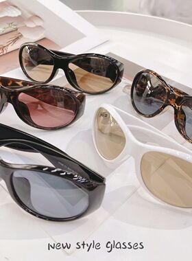 新款猫眼男女显脸小高级感防紫外线设计曲面太阳镜未来感骑行眼镜