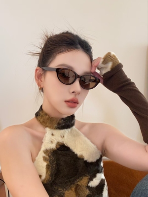 复古玳瑁色猫眼偏光墨镜近视眼镜女有度数太阳镜女款防紫外线眼睛