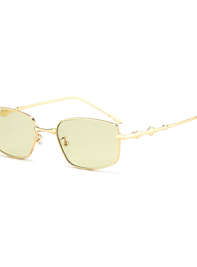 新款韩版金属浅绿色墨镜女未来感星星银框方形太阳眼镜男千禧y2k