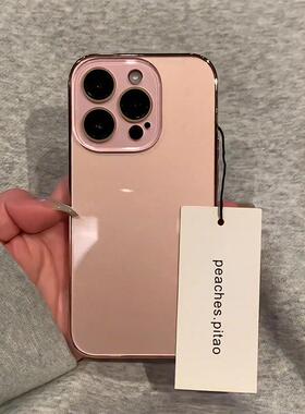 高级原机玻璃壳适用苹果16手机壳iPhone15promax新款2025网红爆款16pro超好看紫色13全包镜头14pm防摔保护套