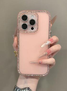 ins边框闪钻紫色适用苹果17手机壳iphone15promax新款2025网红爆款女16Pro超好看13高级感14pm防摔保护套外壳