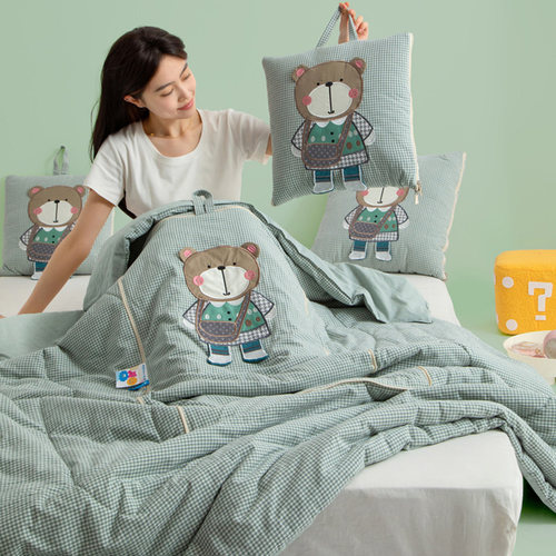 全棉手提卡通抱枕被子两用二合一