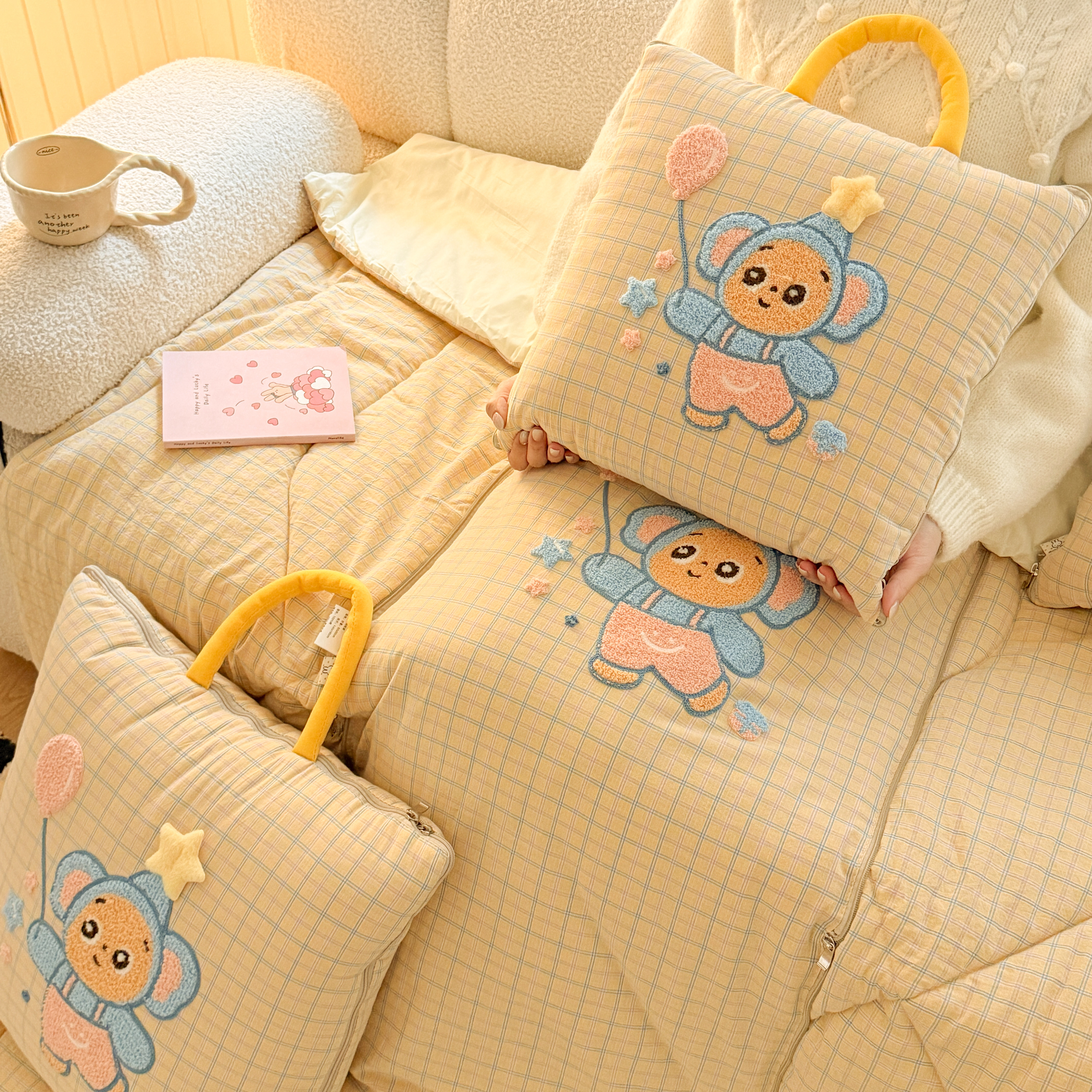 全棉抱枕被子两用可折叠办公室午休空调毯枕头靠垫午休纯棉春夏被