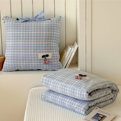 韩版全棉蝴蝶结二合一抱枕被