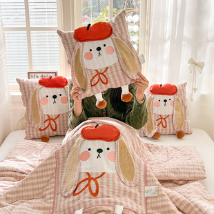 亲肤全棉多功能抱枕被子两用车载家用午睡盖被可折叠纯棉小靠枕毯