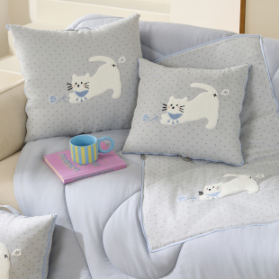 全棉双层纱抱枕被子两用二合一车用午睡靠枕客厅沙发幼儿园午休毯