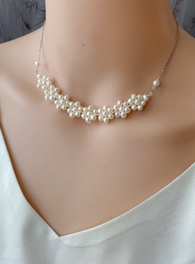 定制款式专拍宽版珍珠遮疤项链