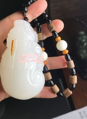 新疆和田色玉山料白玉貔貅手把件手玩件文玩盘玩珠宝玉器玉石原石