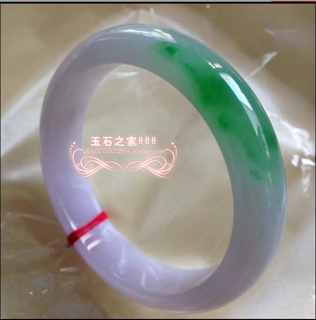 天然老坑a货翡翠手镯紫罗兰春带彩淡紫色飘阳绿玉镯子送礼带证书