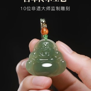 和田色玉弥勒佛吊坠女玉佛头玉坠小佛公玉石玉佩马年本命年礼物