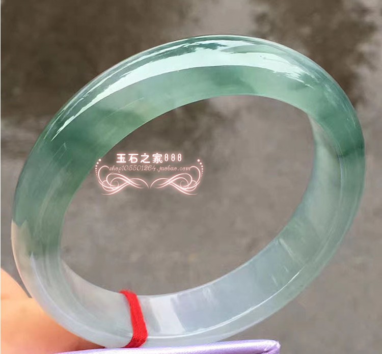 天然缅甸A货冰种飘蓝花翡翠手镯阳绿贵妃玉手镯子少女送礼带证书