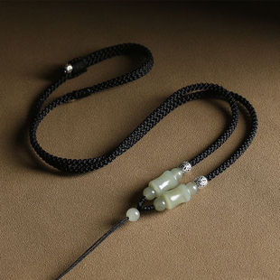 高端和田玉竹节玉坠绳节节高升手工编织翡翠吊坠挂绳高档项链绳子