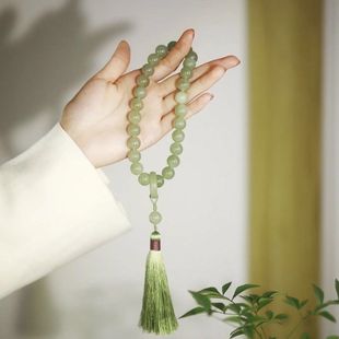 爆款和田色玉石手持文玩绕指柔跑环手持晴水绿湖水绿手持手串简约