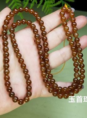 新款时尚简约糖色项链108颗圆珠长珠链吊坠玉珠绳男女款百搭