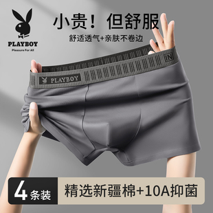 大码 花花公子男士 衩25新款 纯棉男生10A抗菌全棉四角平角短裤 内裤